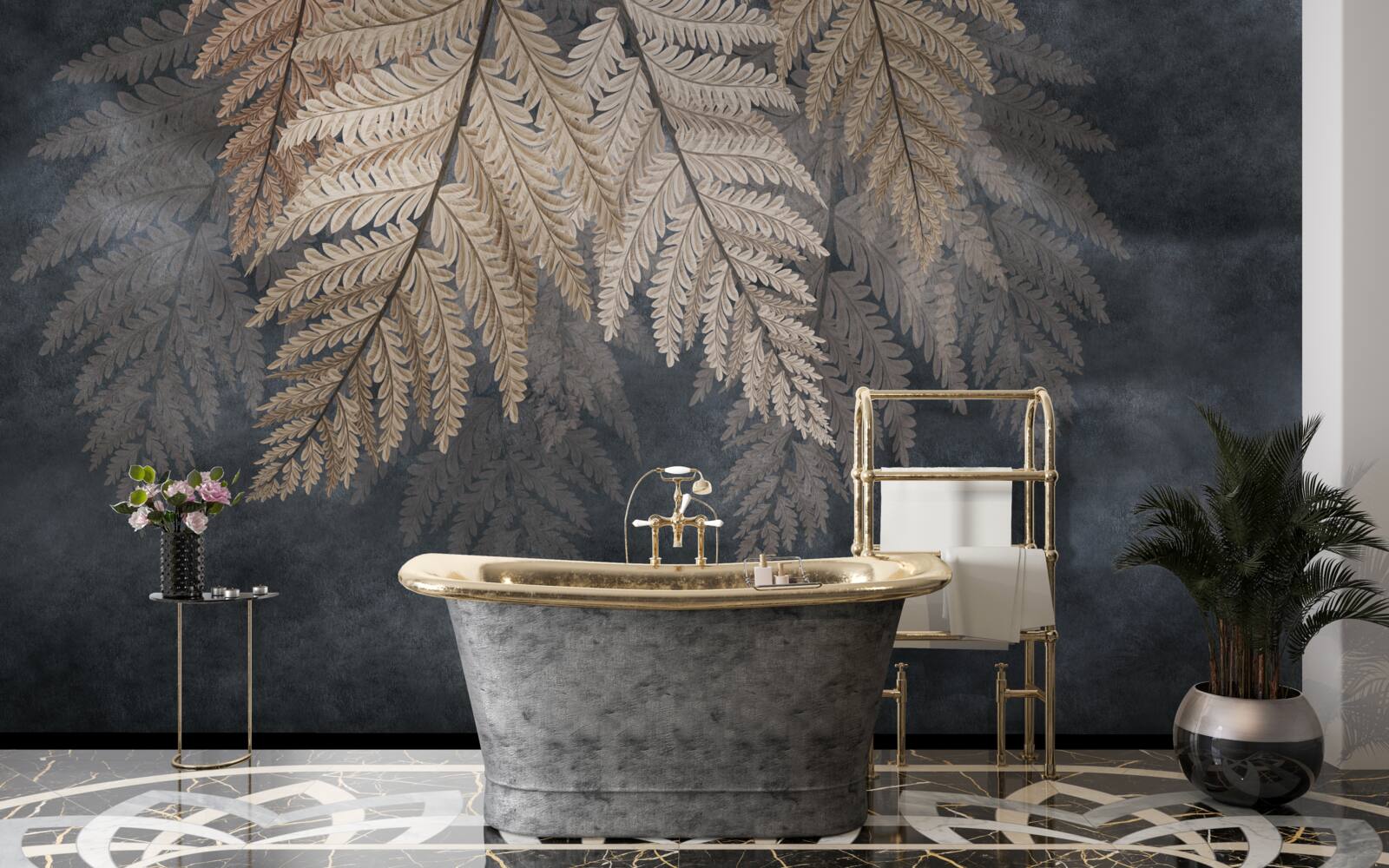 Papier peint feuilles tombant sur un fond sombre