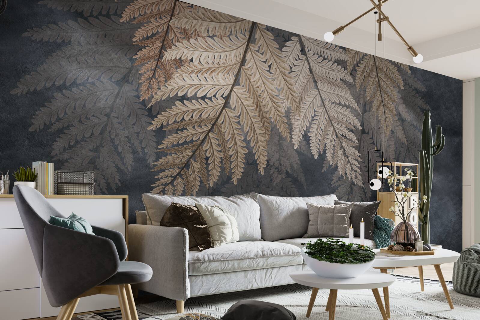 Papier peint feuilles tombant sur un fond sombre