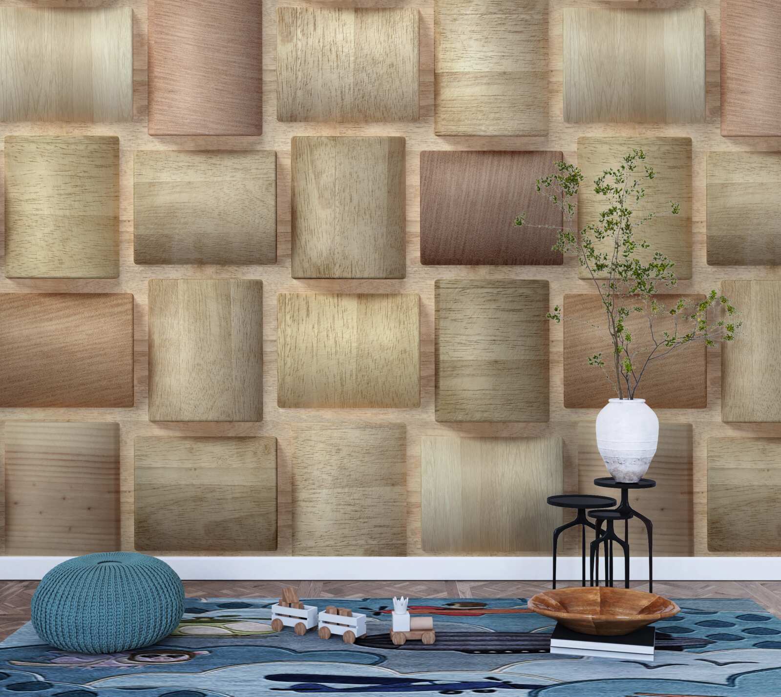 Papier peint rectangles de volume de différentes couleurs