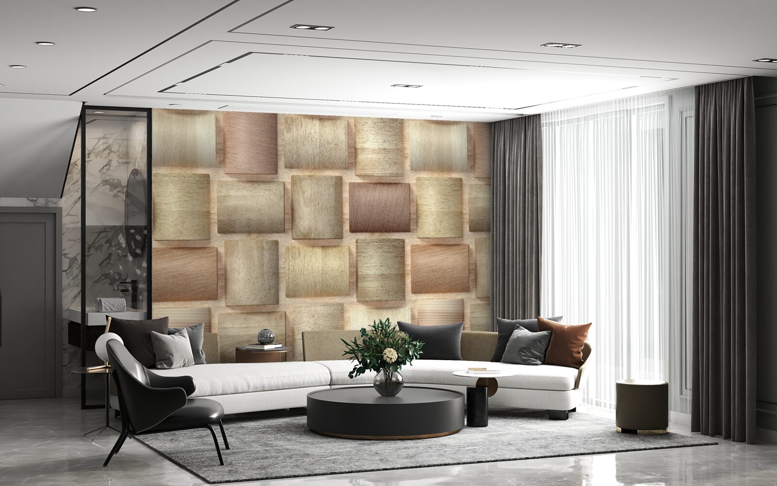 Papier peint rectangles de volume de différentes couleurs