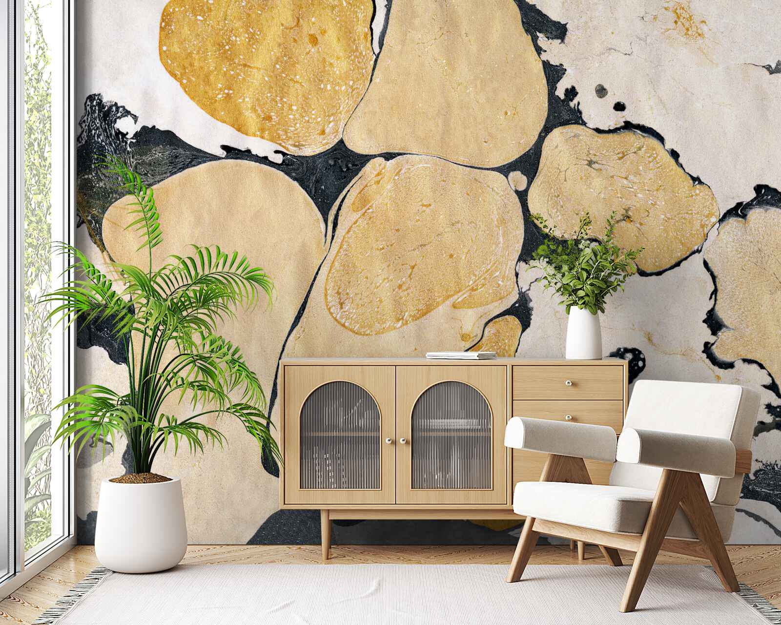 Papier peint taches en blanc, noir et marron