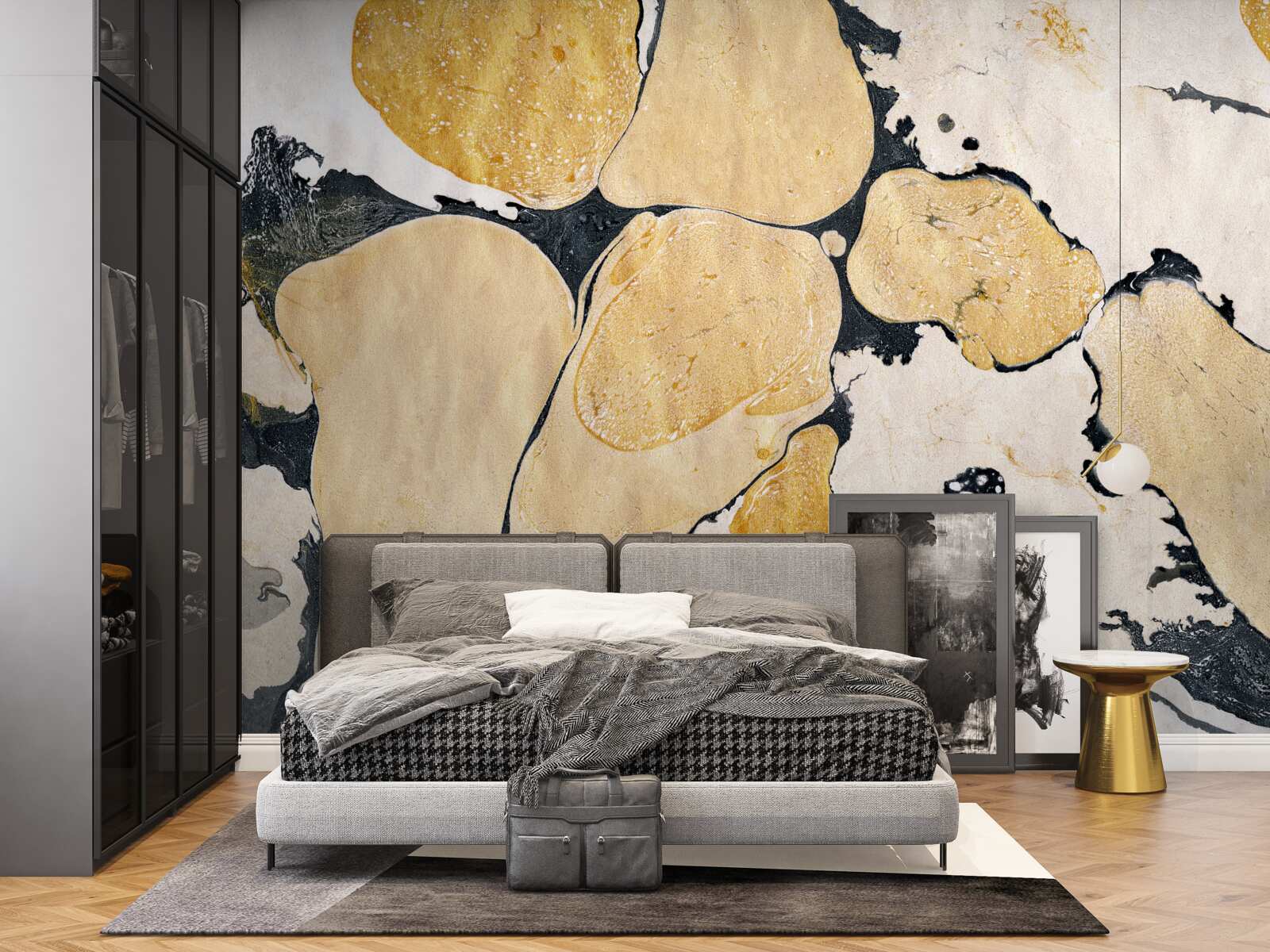 Papier peint taches en blanc, noir et marron