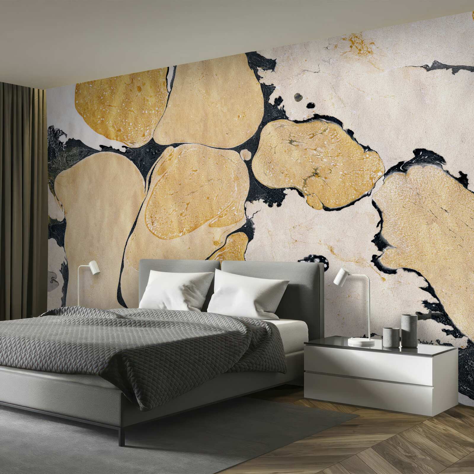 Papier peint taches en blanc, noir et marron