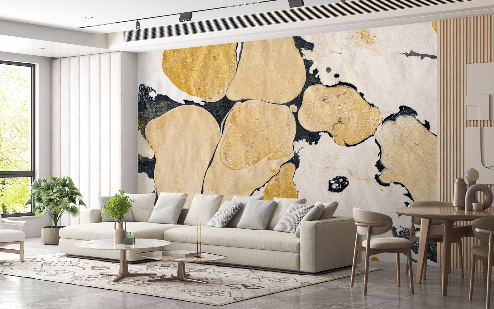 Papier peint taches en blanc, noir et marron