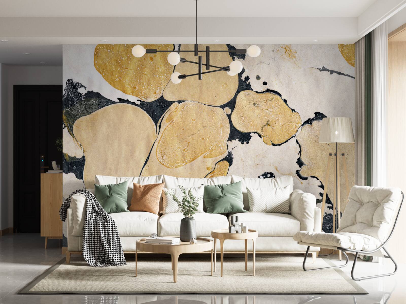 Papier peint taches en blanc, noir et marron