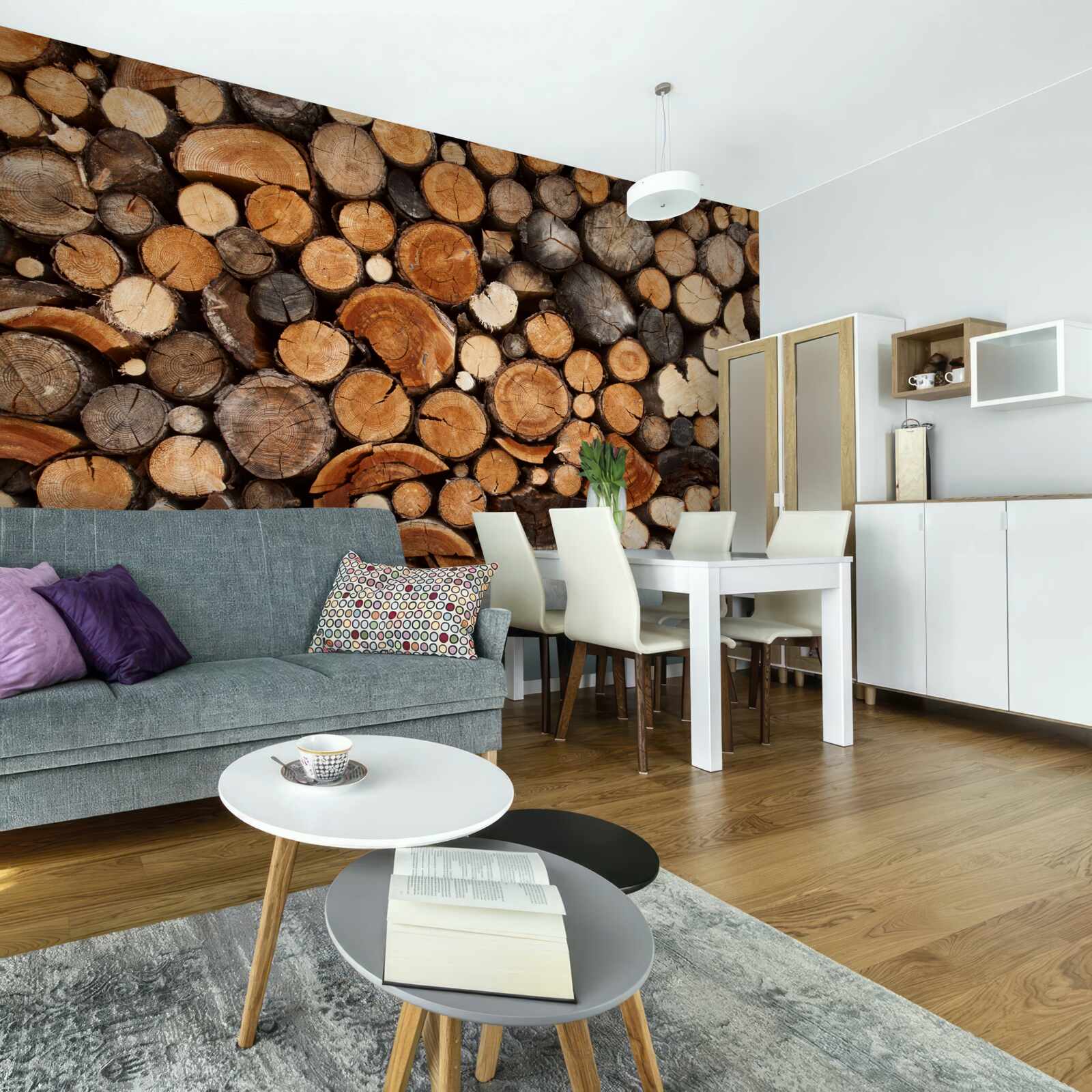 Papier peint divers rondins de bois