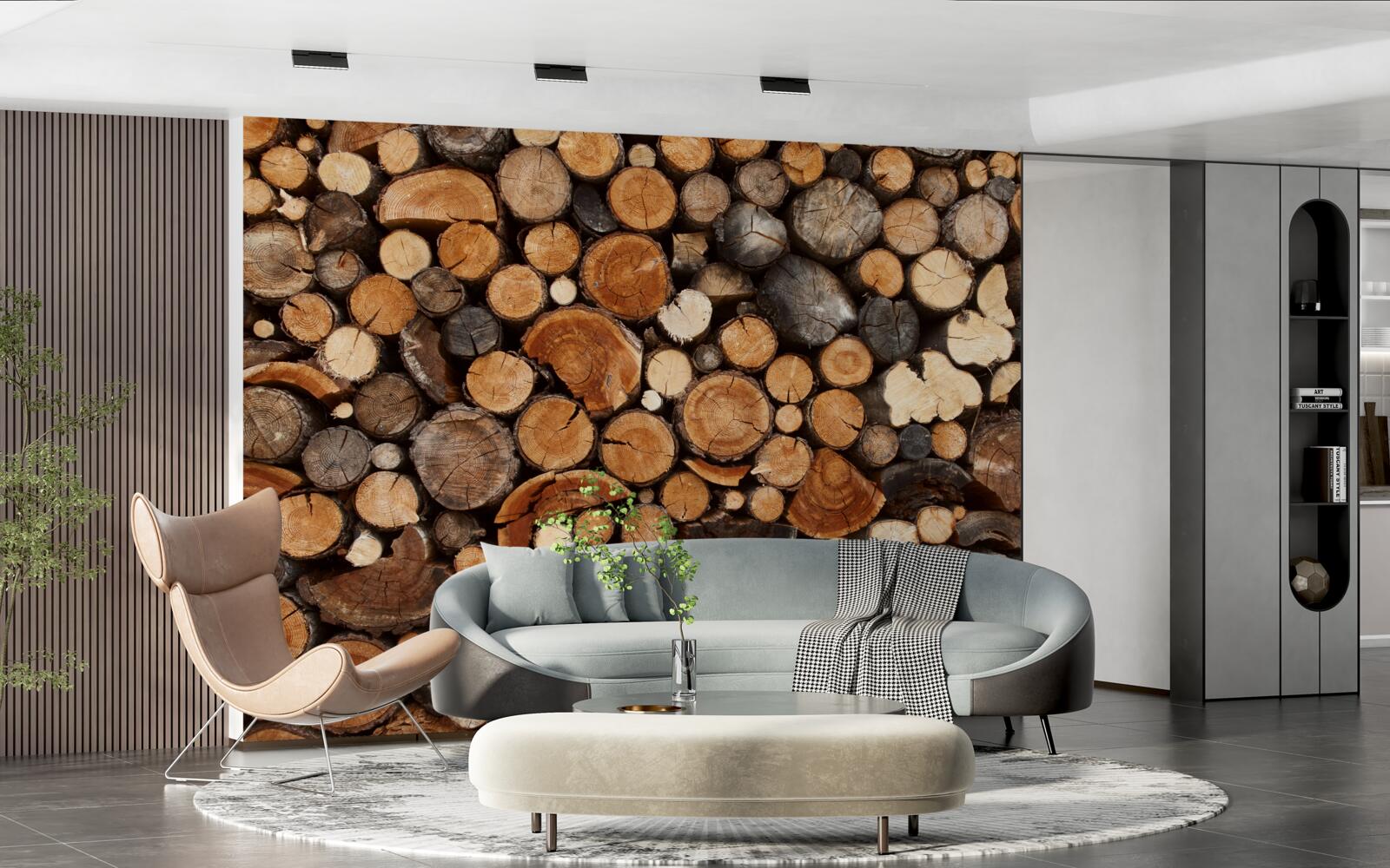 Papier peint divers rondins de bois