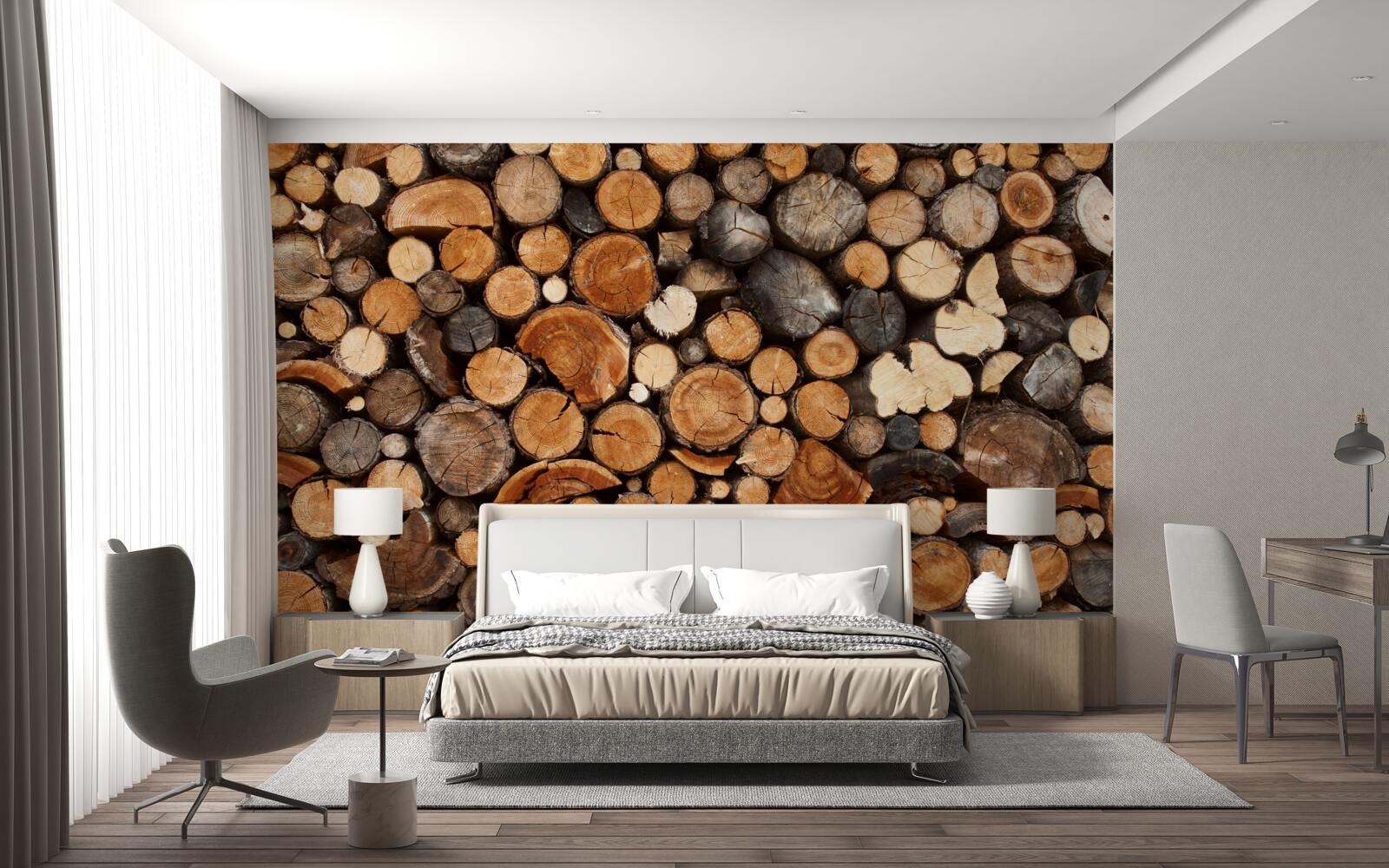 Papier peint divers rondins de bois