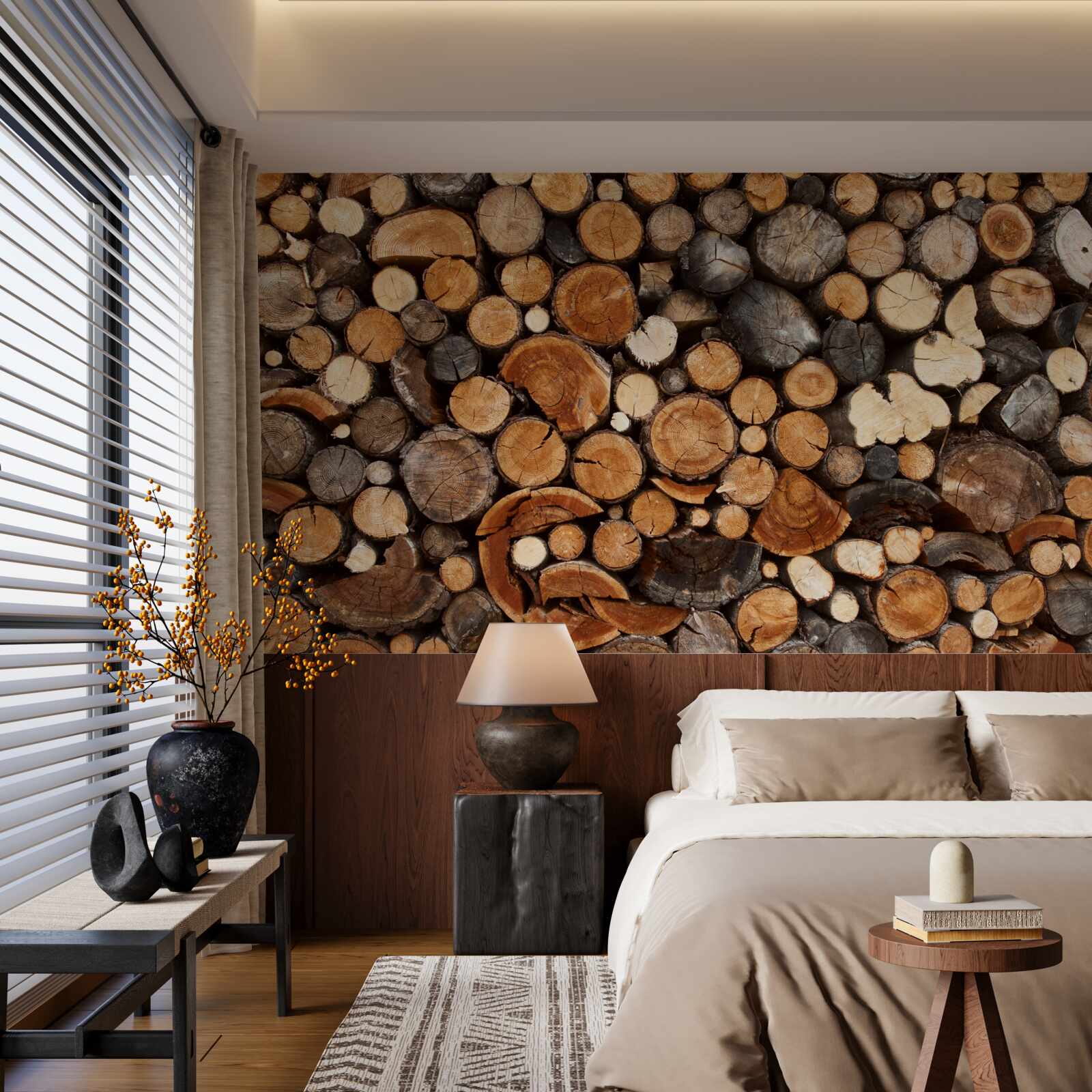 Papier peint divers rondins de bois