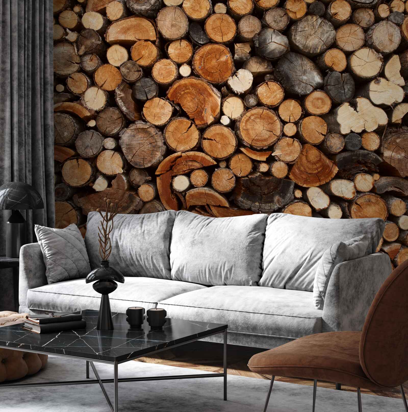 Papier peint divers rondins de bois