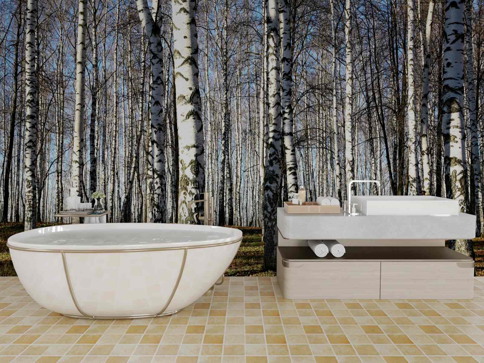 Papier peint les feuilles sont tombées des arbres