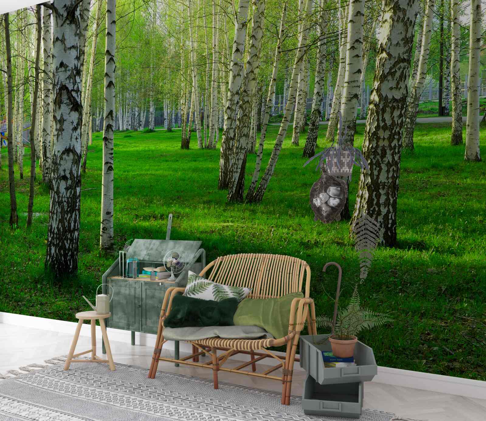 Papier peint de l'herbe verte et des arbres