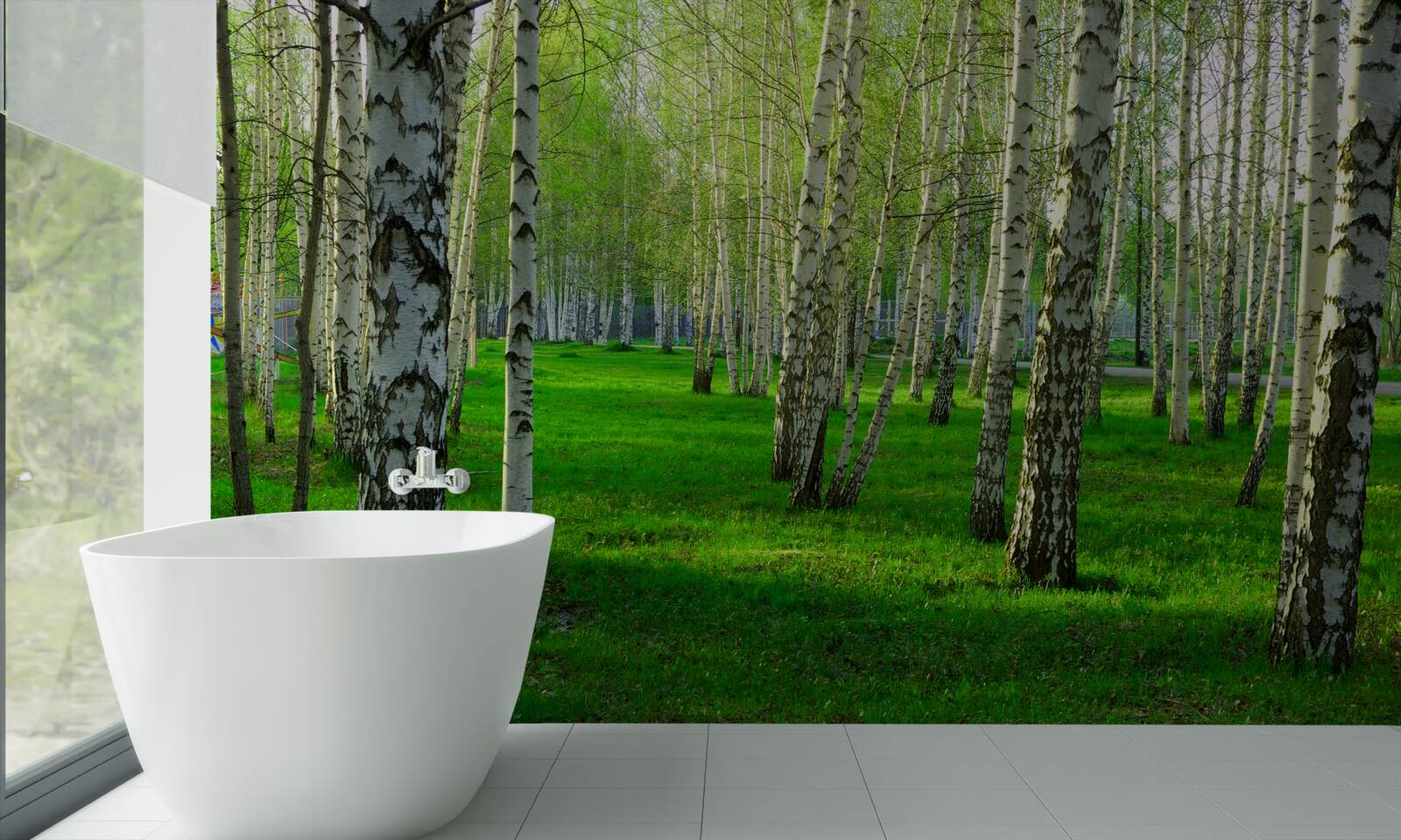 Papier peint de l'herbe verte et des arbres