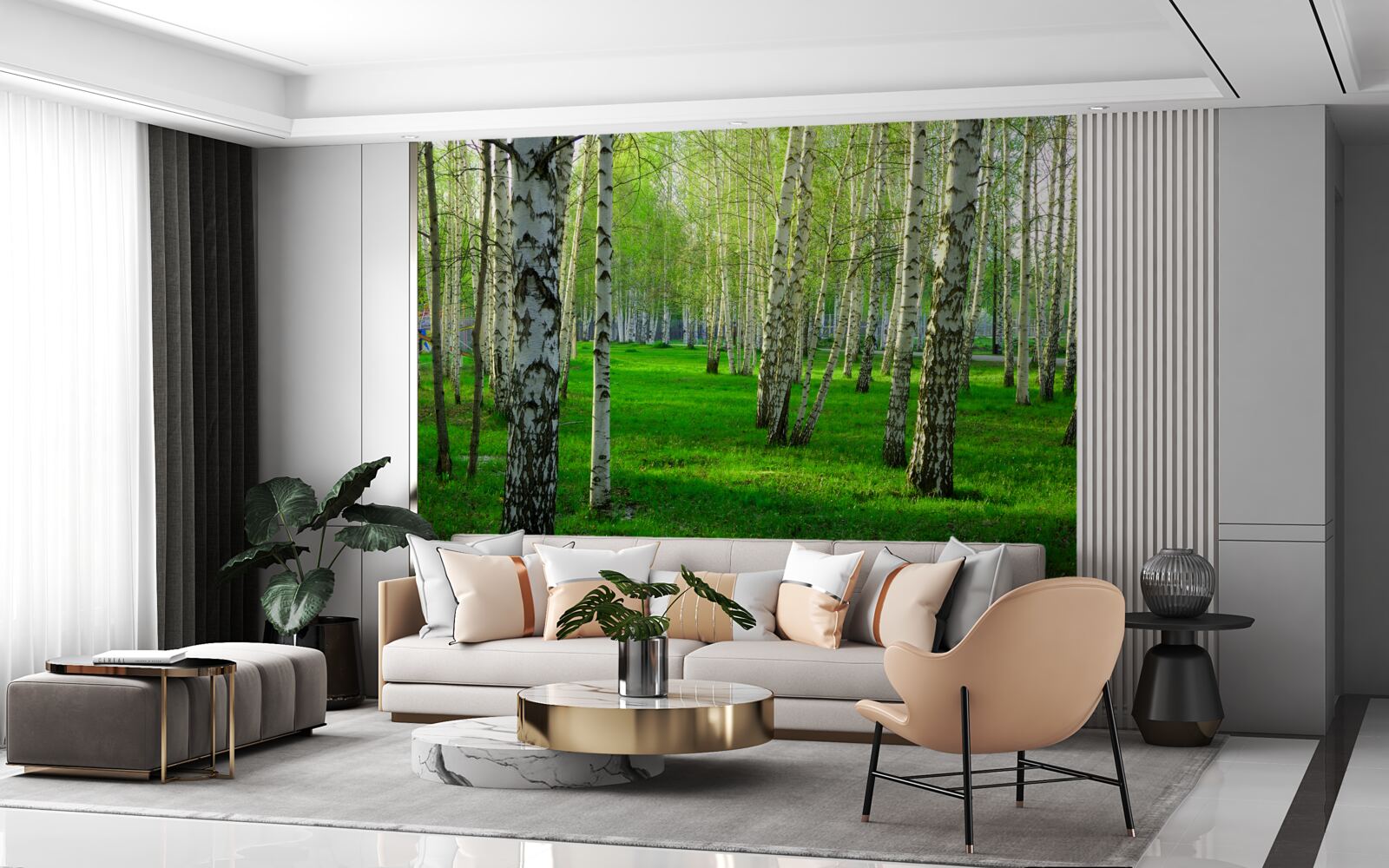 Papier peint de l'herbe verte et des arbres