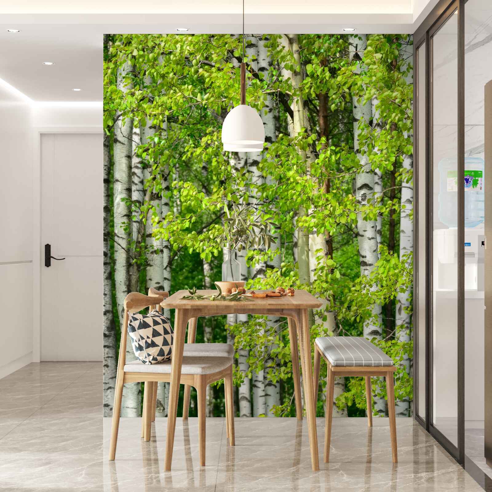 Papier peint forêt de bouleaux