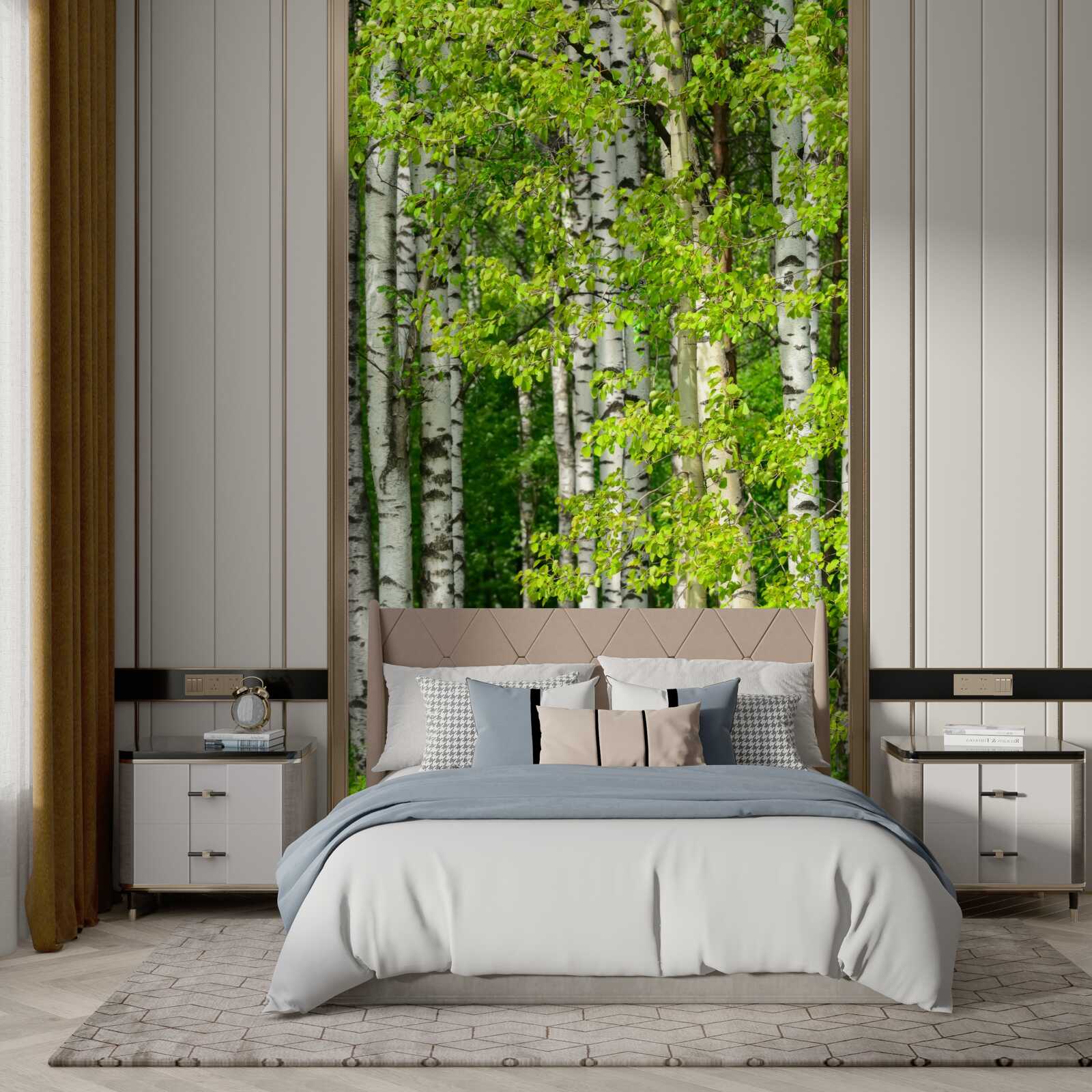 Papier peint forêt de bouleaux