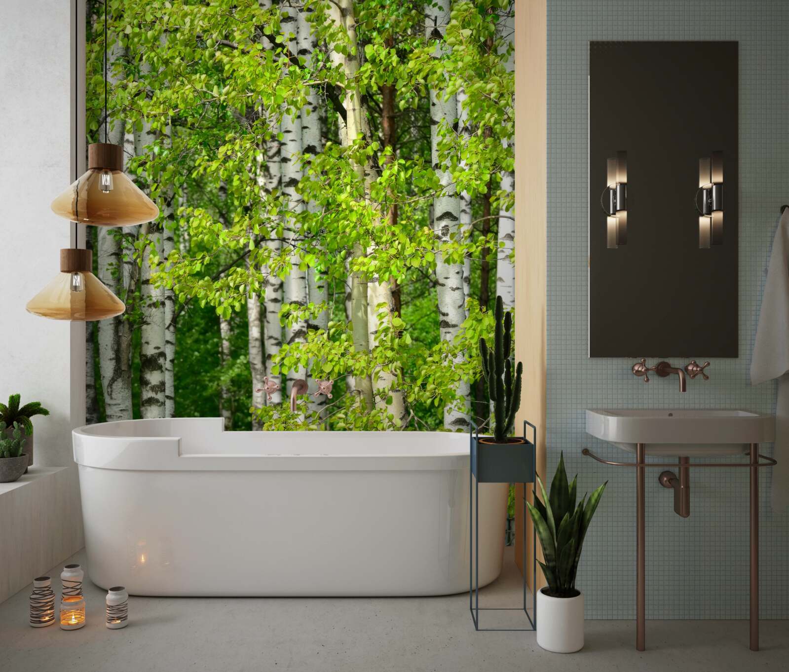 Papier peint forêt de bouleaux