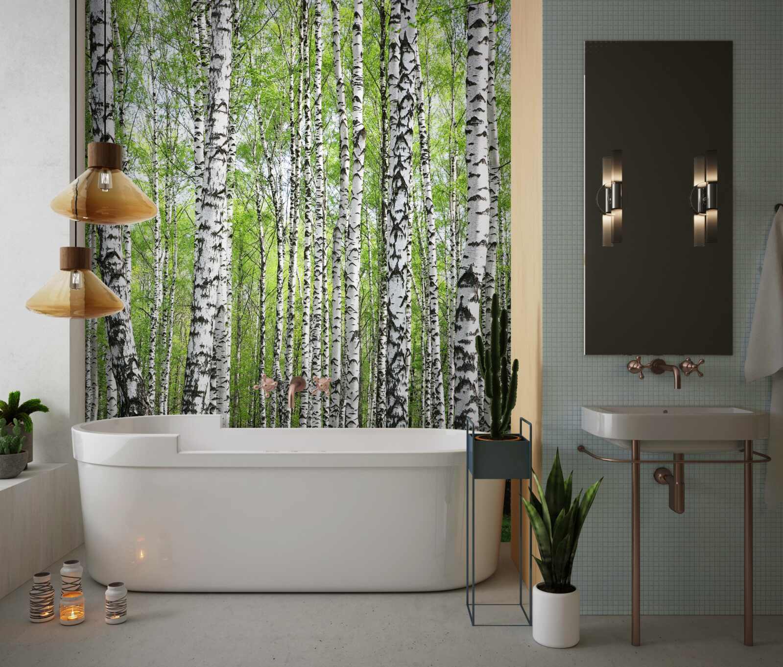 Papier peint belle forêt de bouleaux