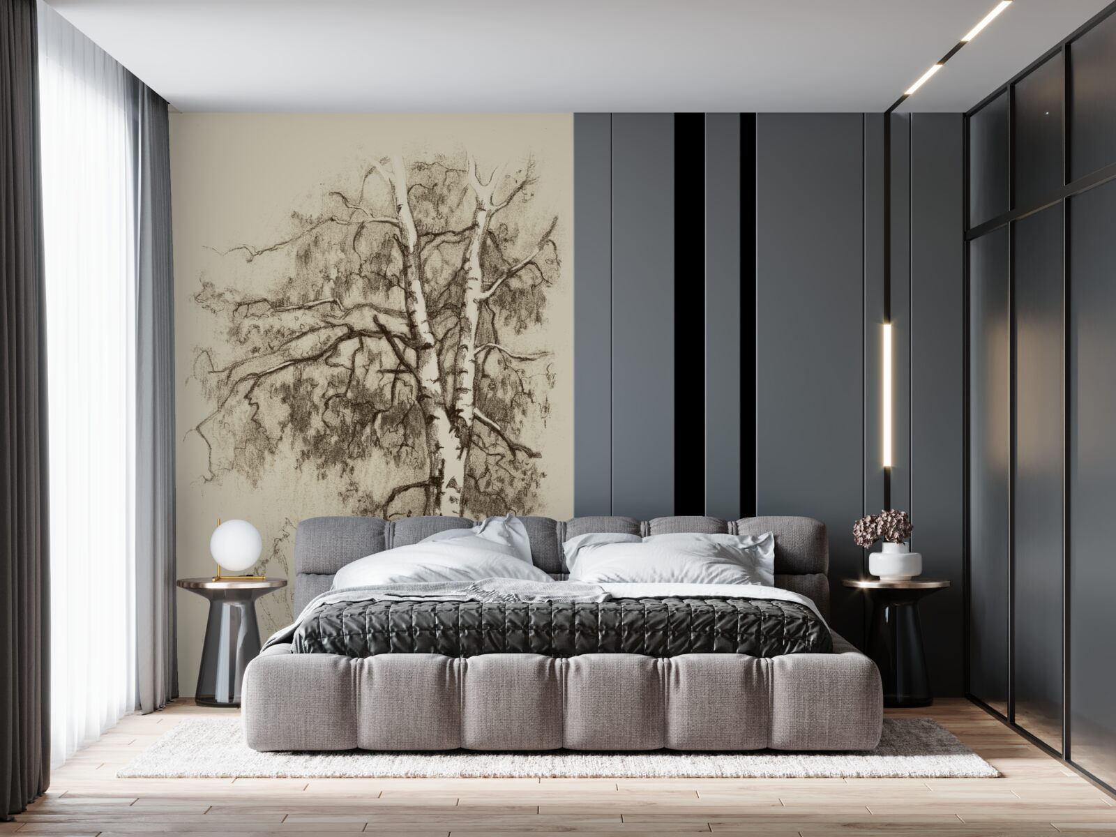 Papier peint le bouleau dans l'image