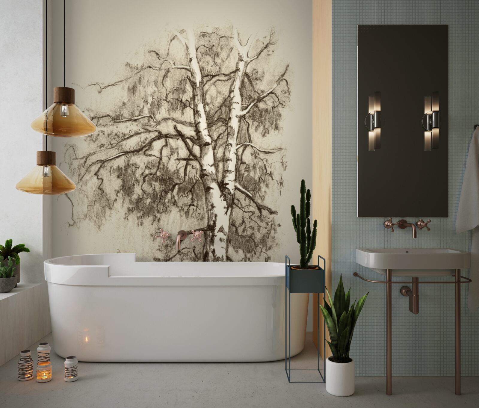 Papier peint le bouleau dans l'image