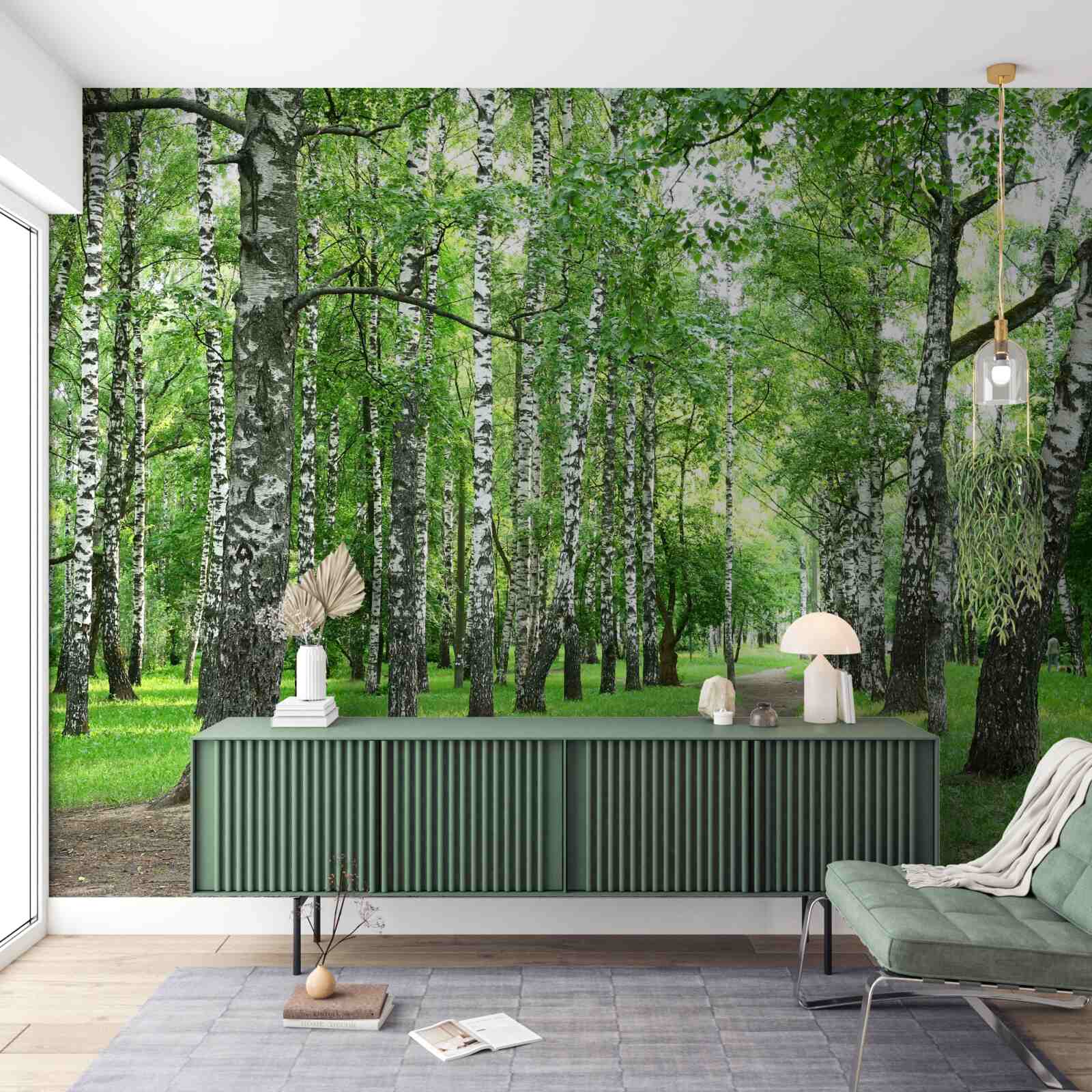 Papier peint chemin menant au bosquet