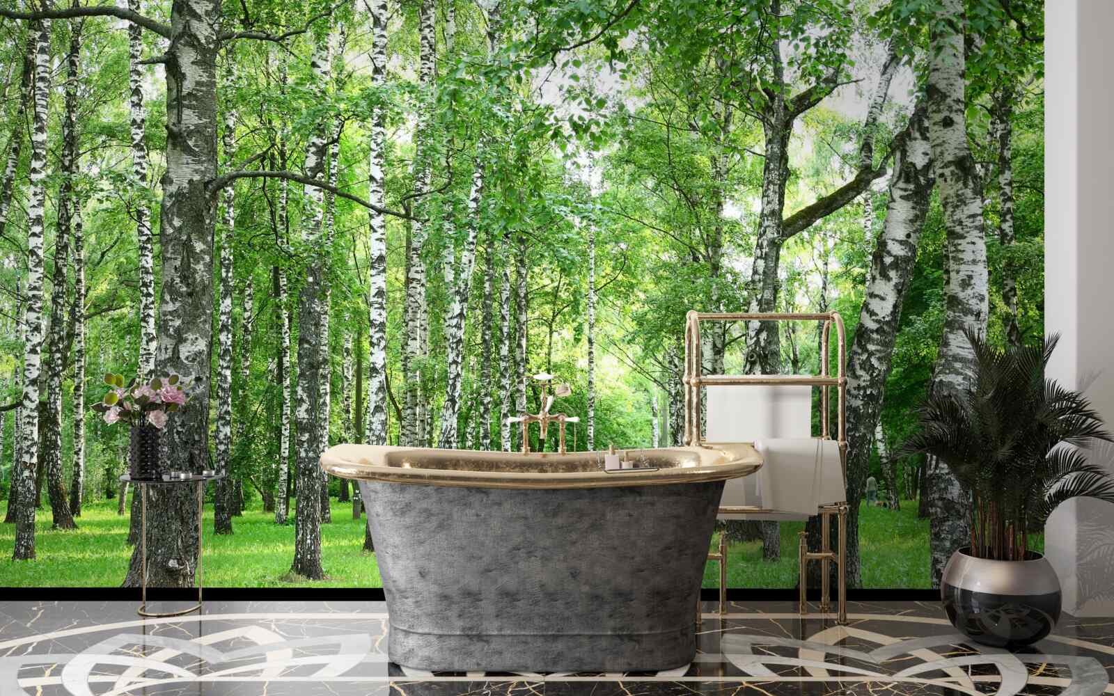 Papier peint chemin menant au bosquet