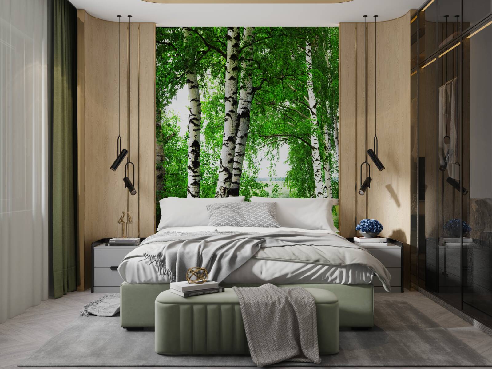 Papier peint un bosquet de bouleaux dans une clairière