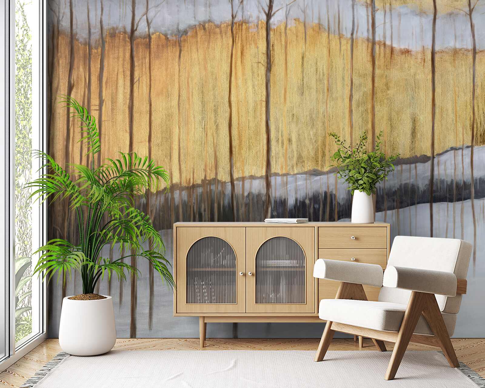 Papier peint les contours des troncs d'arbres gracieux