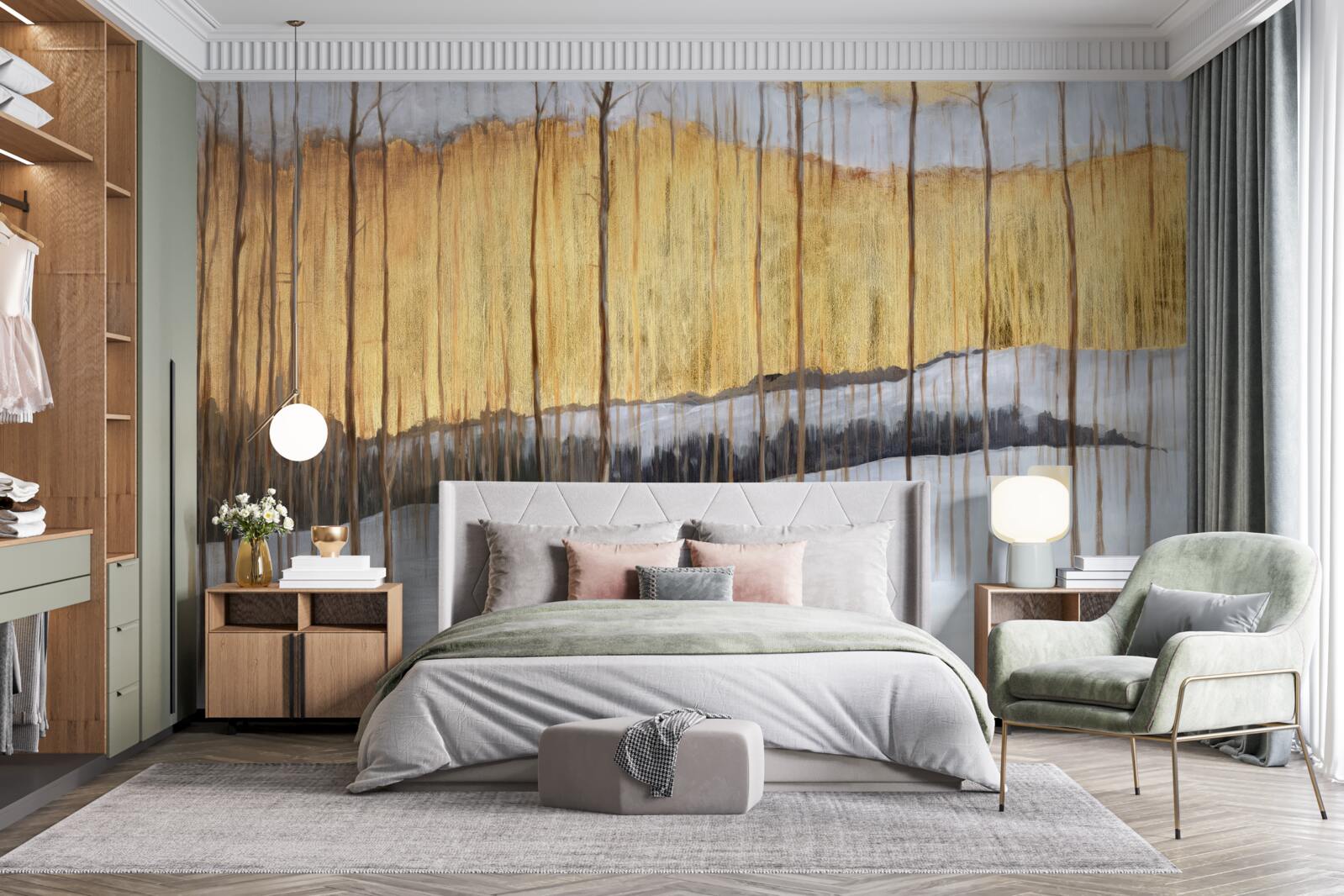 Papier peint les contours des troncs d'arbres gracieux