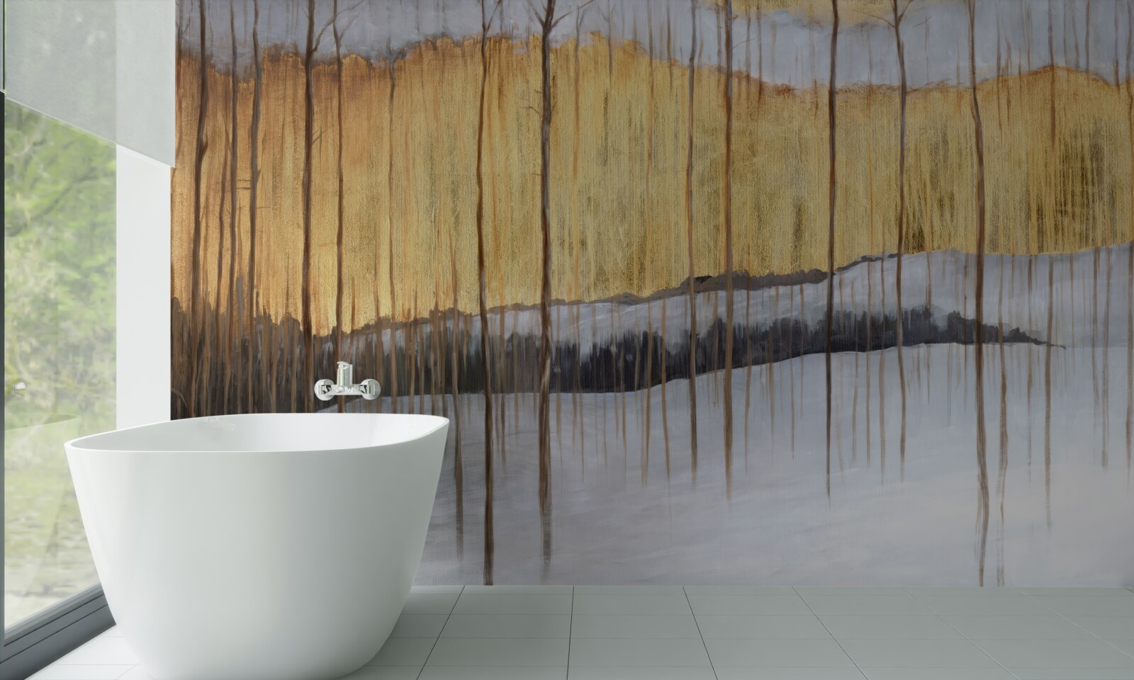 Papier peint les contours des troncs d'arbres gracieux