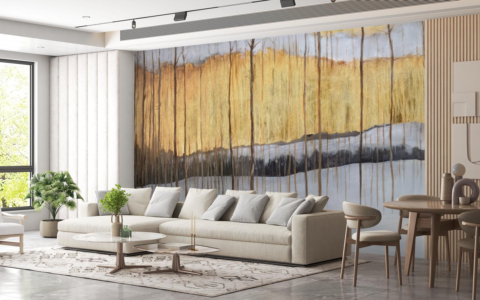 Papier peint les contours des troncs d'arbres gracieux