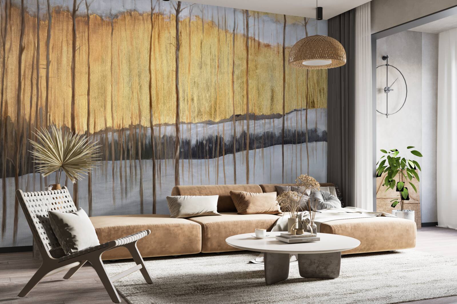 Papier peint les contours des troncs d'arbres gracieux