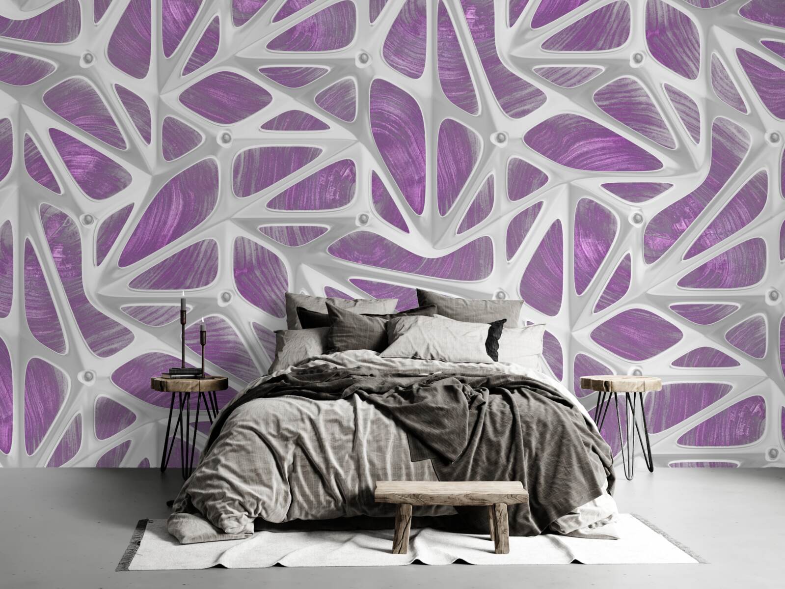 Papier peint motifs en blanc et violet