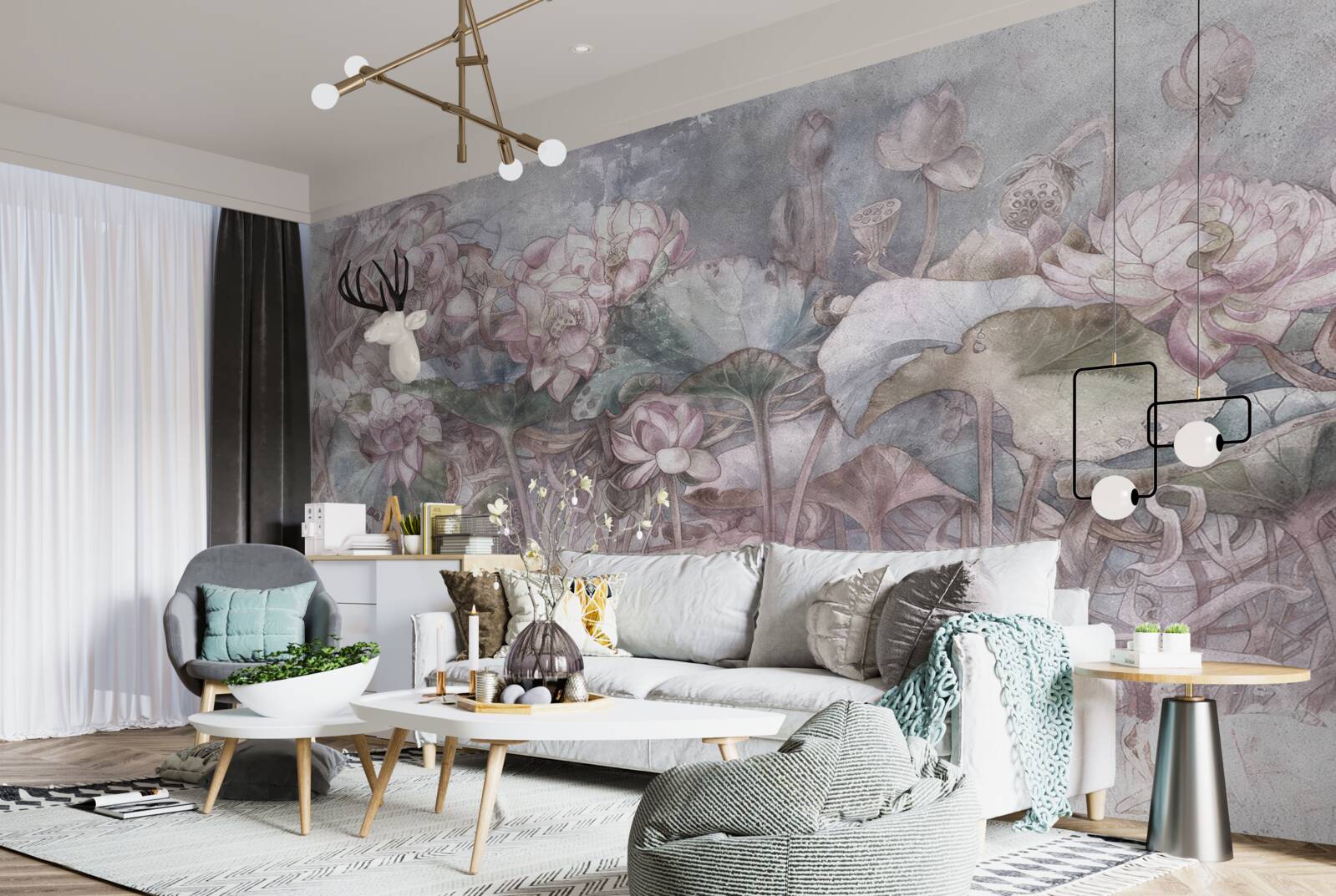 Papier peint plantes exotiques présentées