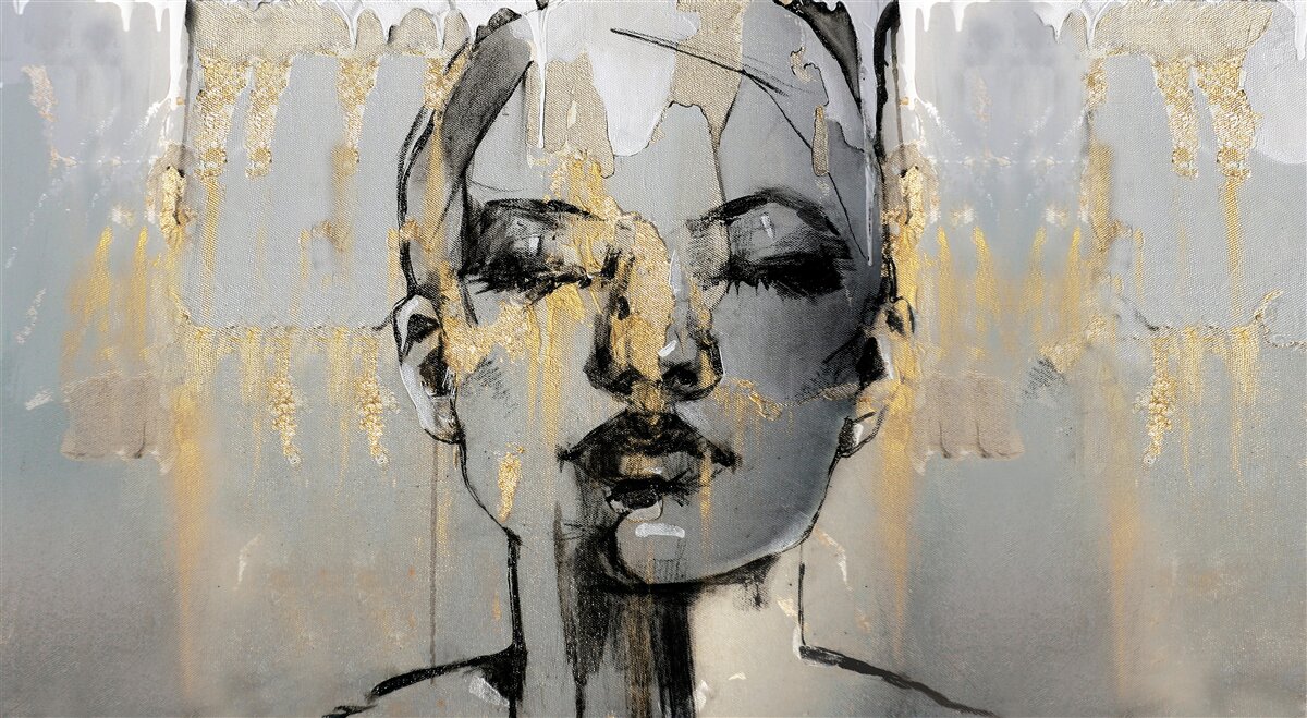 Papier peint photo de profil d'une fille avec les yeux fermés