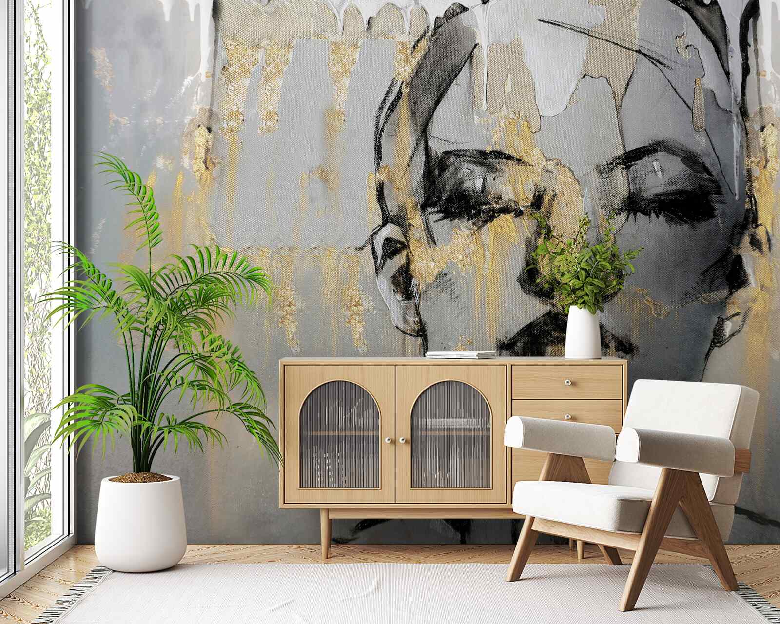 Papier peint photo de profil d'une fille avec les yeux fermés