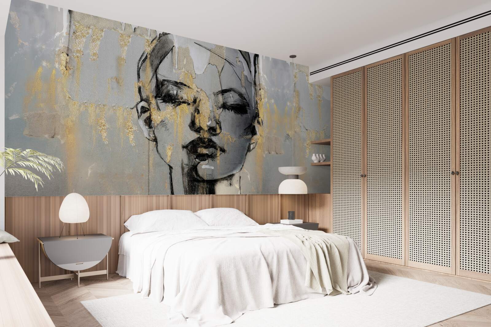 Papier peint photo de profil d'une fille avec les yeux fermés