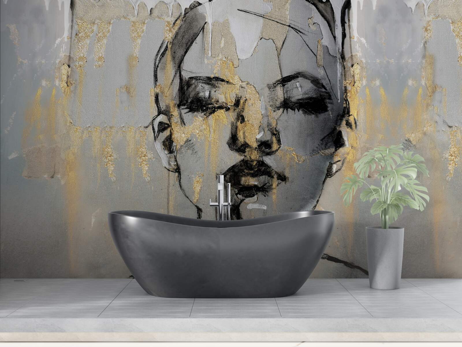 Papier peint photo de profil d'une fille avec les yeux fermés