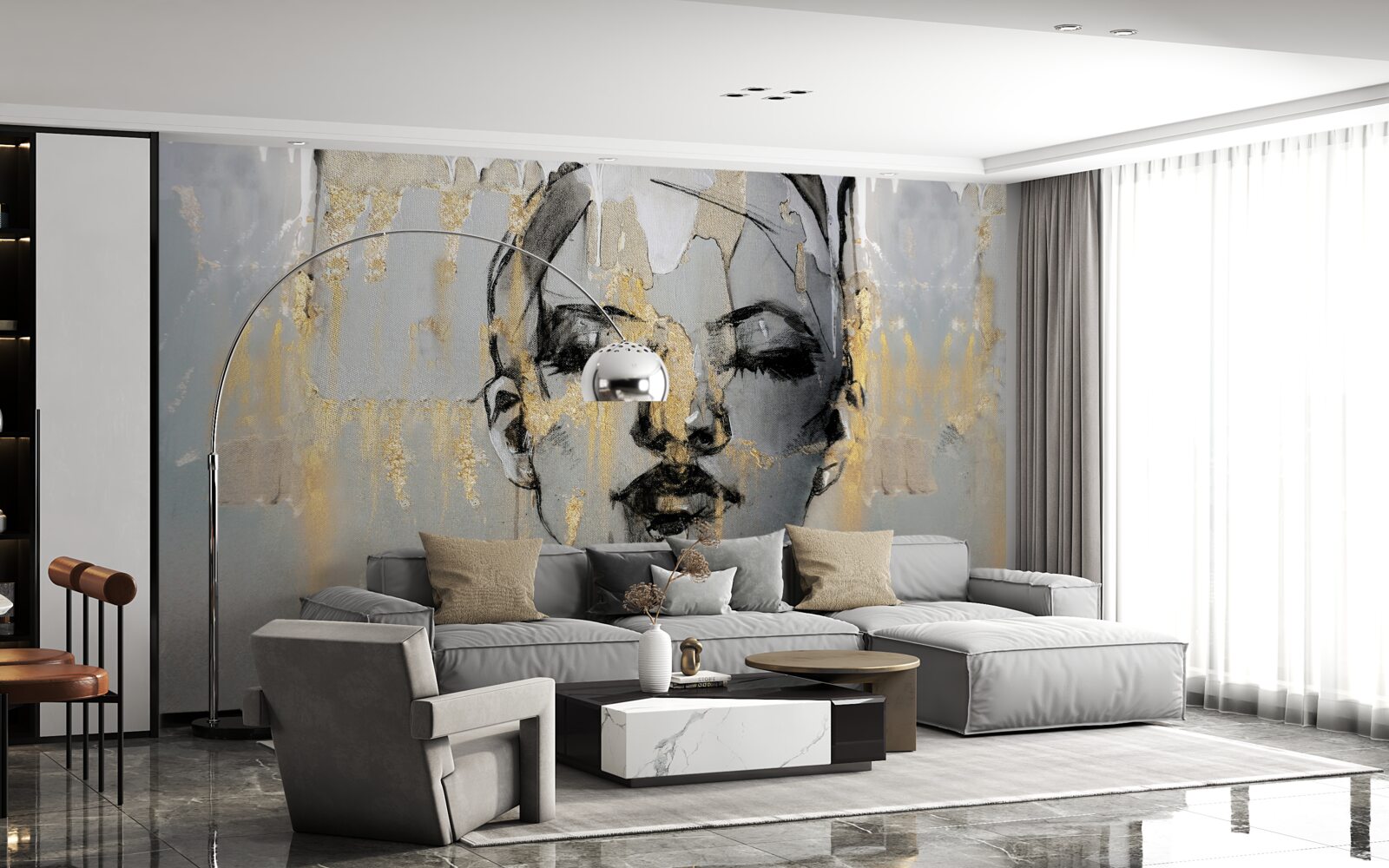 Papier peint photo de profil d'une fille avec les yeux fermés