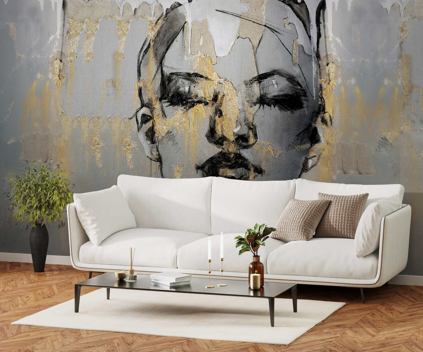 Papier peint photo de profil d'une fille avec les yeux fermés