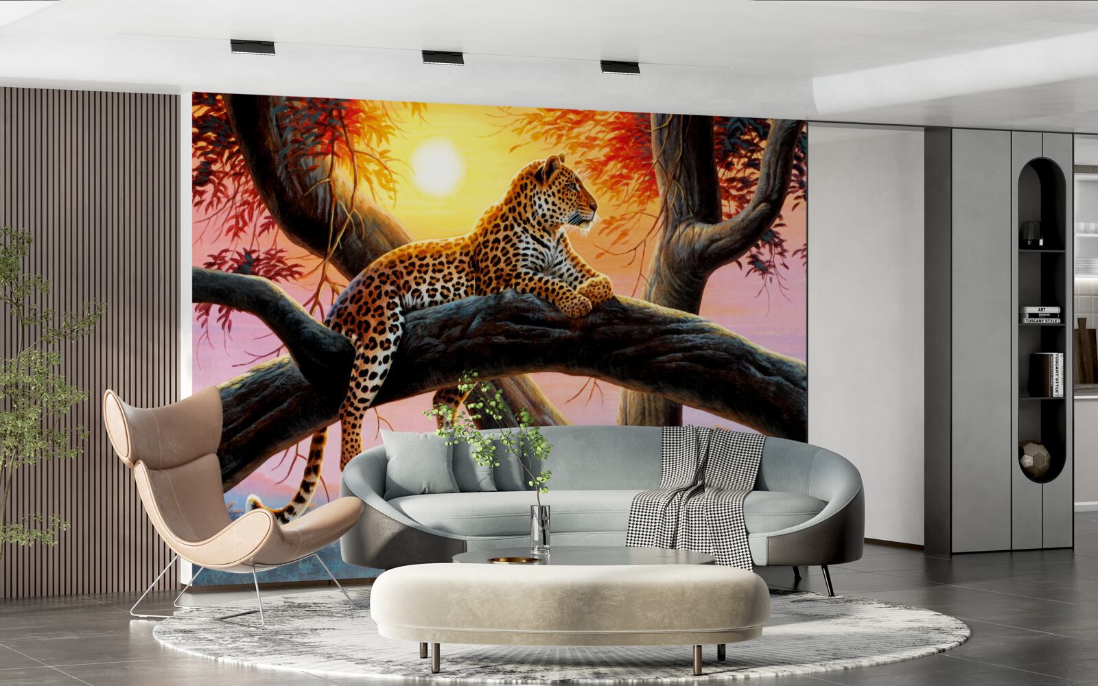 Papier peint Le guépard s'assoit dans un arbre