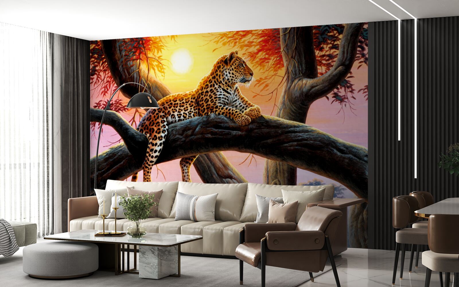 Papier peint Le guépard s'assoit dans un arbre
