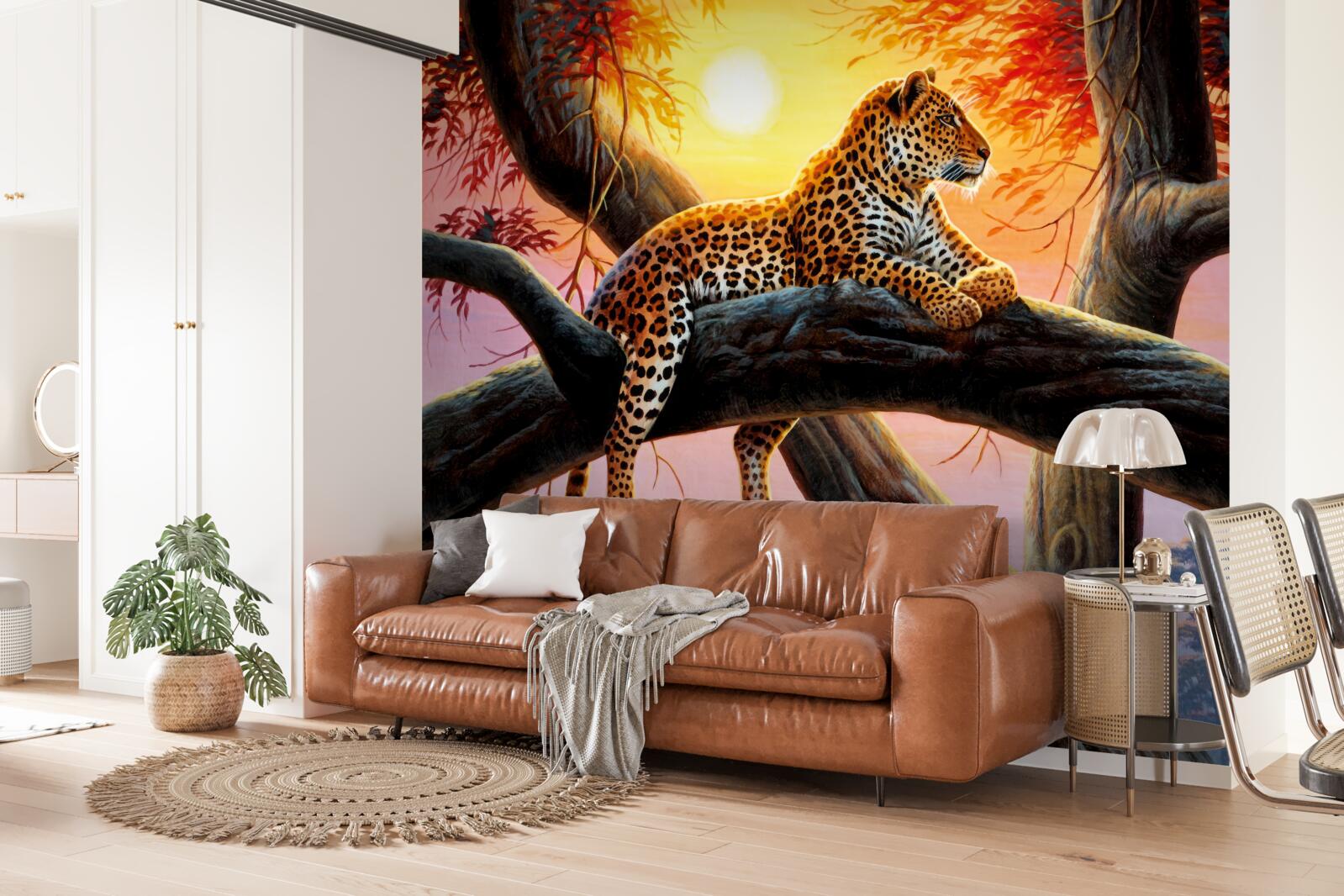 Papier peint Le guépard s'assoit dans un arbre