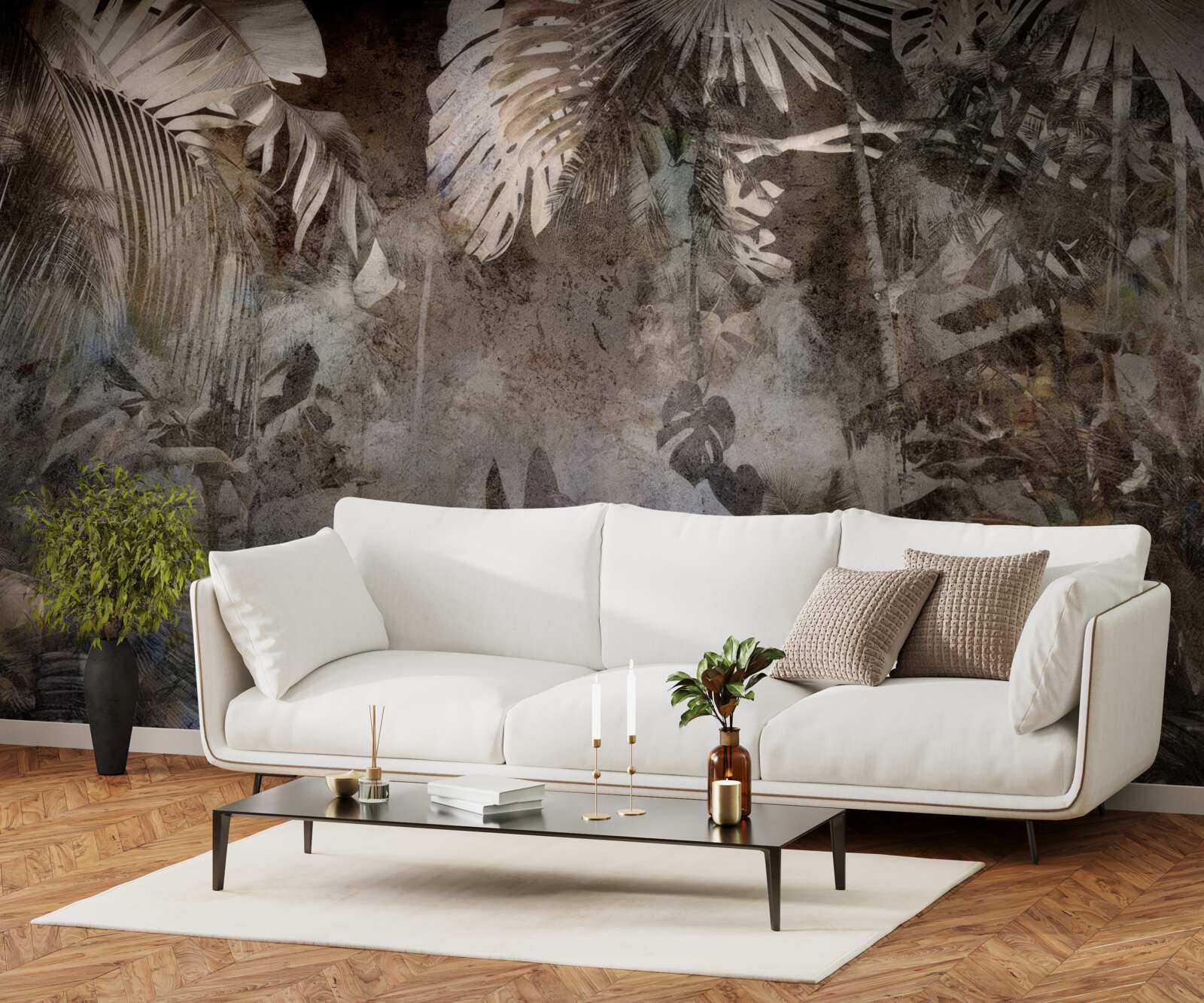 Papier peint fond de feuilles