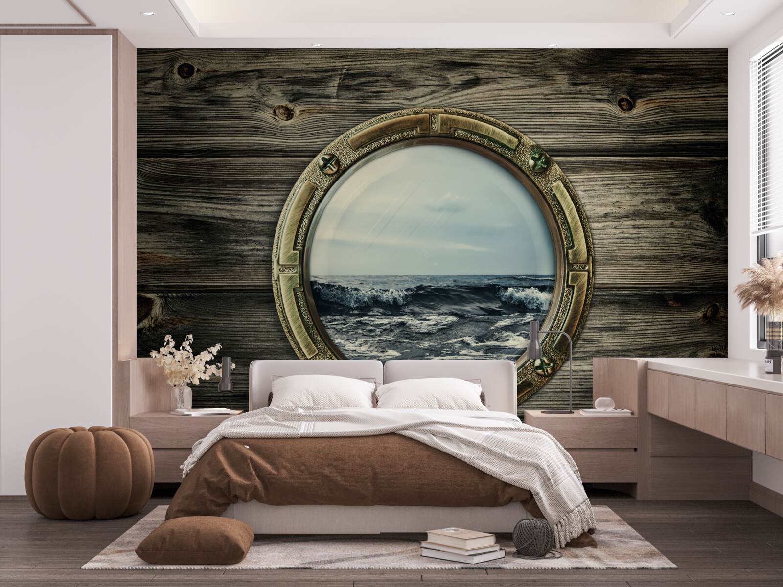 Papier peint fenêtre de la cabine donnant sur l'océan