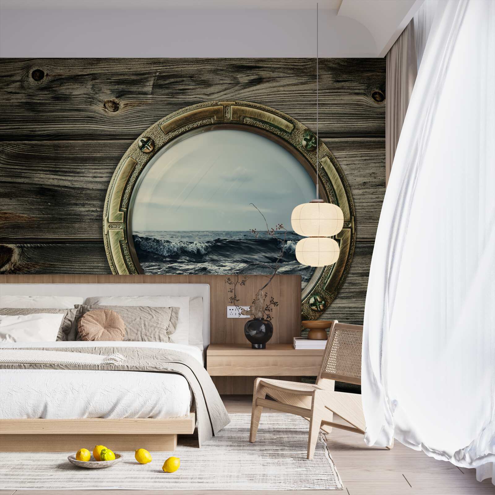 Papier peint fenêtre de la cabine donnant sur l'océan