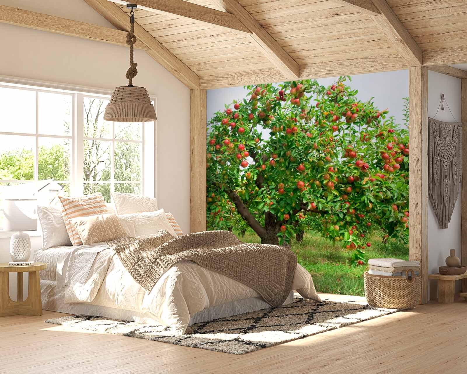 Papier peint pommier portant des fruits