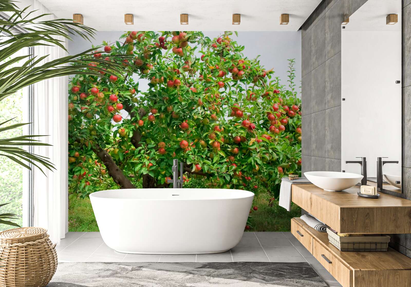 Papier peint pommier portant des fruits