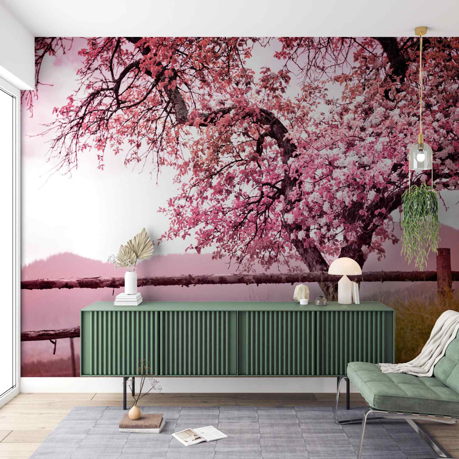 Papier peint arbre sakura en fleurs