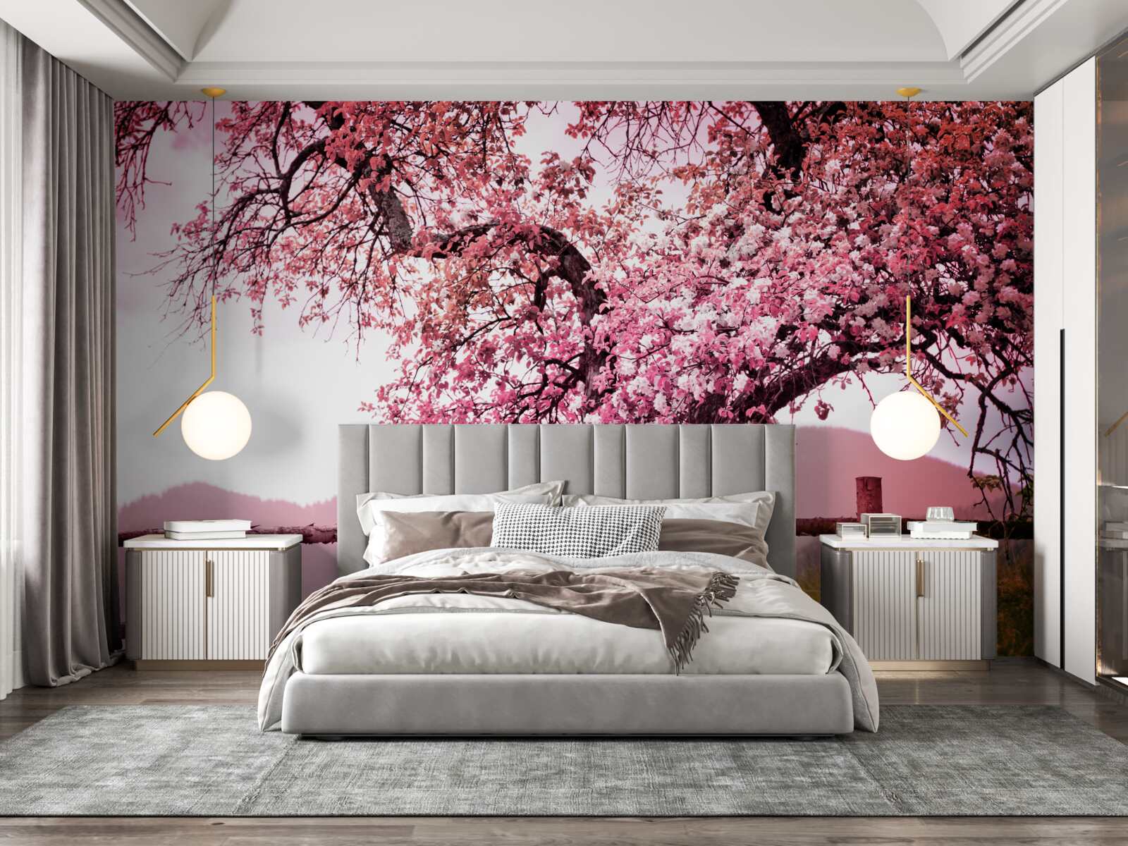 Papier peint arbre sakura en fleurs